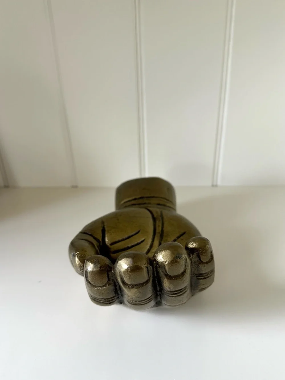Vintage Brass Large Hand Figurine Dish Stand Bowl Decor Statue Office Curio